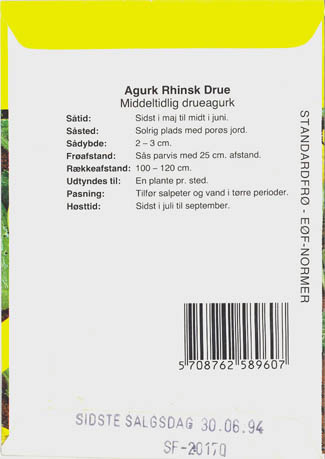 Agurk, Rhinsk drue, Cucumis sativus </i>L.<i>