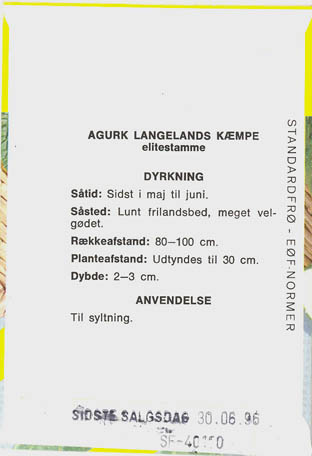 Agurk, Langelands kmpe, Cucumis sativus </i>L.<i>