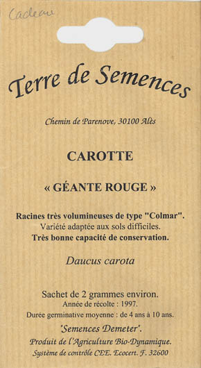 Gulerod, Gante Rouge, Daucus carota </i>L. subsp.<i> sativus