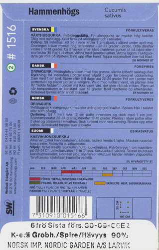 Agurk, Futura F1, Cucumis sativus </i>L.<i>