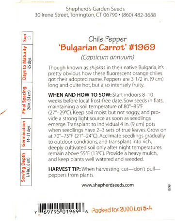 Chilipeber, Bulgarian Carrot, Capsicum annuum </i>L.<i>