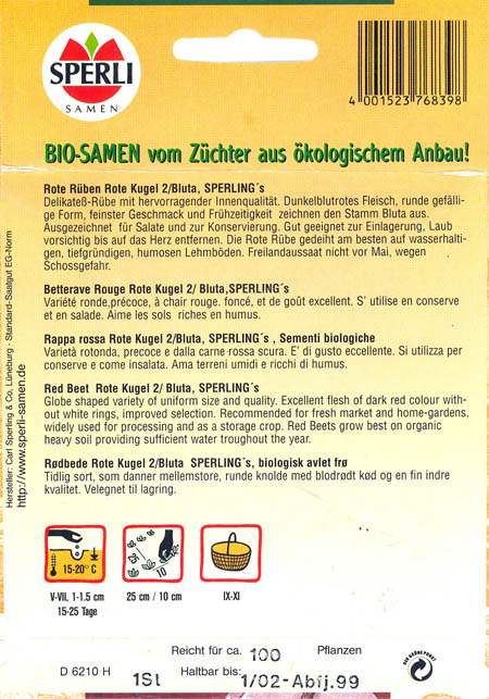 Rdbede, Rote Kugel 2, Beta vulgaris </i>L. var.<i> vulgaris