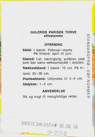 Gulerod, Pariser torve, Daucus carota </i>L. subsp.<i> sativus