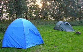 Der var en hyggelig teltplads ved hytterne